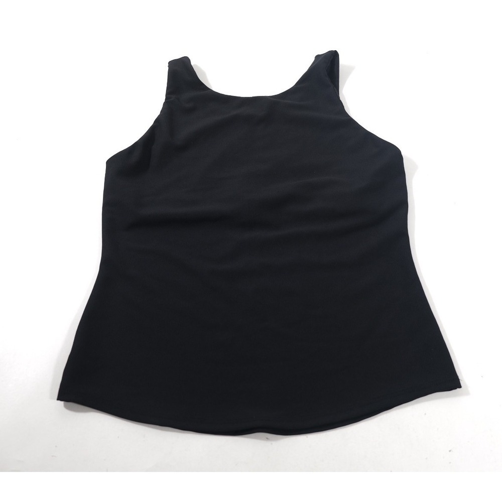 32 Degrees Tank Top Womens L Black Cool Ribbed Built In Bra Active Scoop Neck